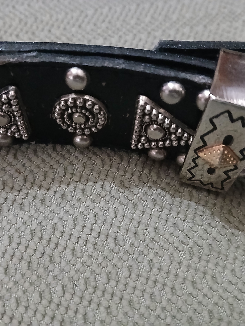 Jana Vintage Black Leather Studded Women’s Western Belt with Silvertone Accents